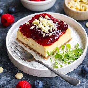 Cheescake met bosvruchtencompote